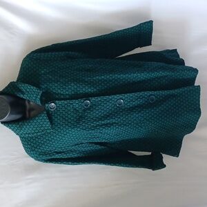 Simonton Says Hunter Green & Black Print Button Front Jacket